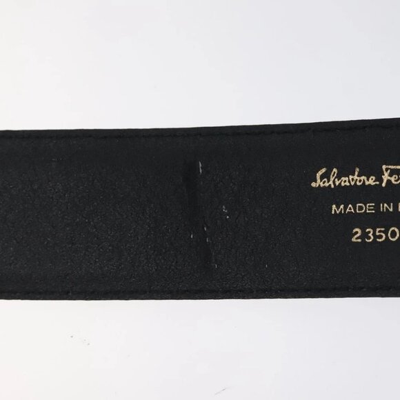 Salvatore Ferragamo Gancini Belt Leather 34.6"" Navy Auth 119422 - Picture 11 of 13